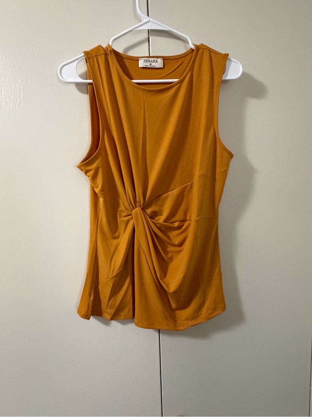 Zenana Outfitters Twist-Knot Sleeveless Top - Mustard